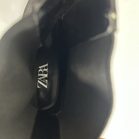 ZARA Black Chunky Chelsea Ankle Boots Womens 40/9 Lug Sole Platform Snake print - Picture 5 of 8